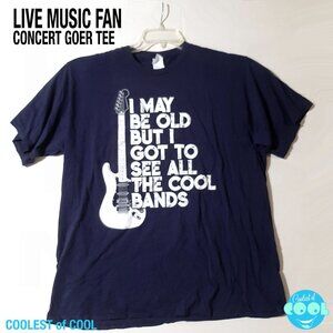 I may be old but I got to see all the cool bands live size 3XL tshirt guitar art